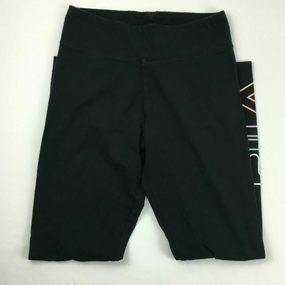 Fila Womens Black Spellout Leggings Activewear Compression Size S